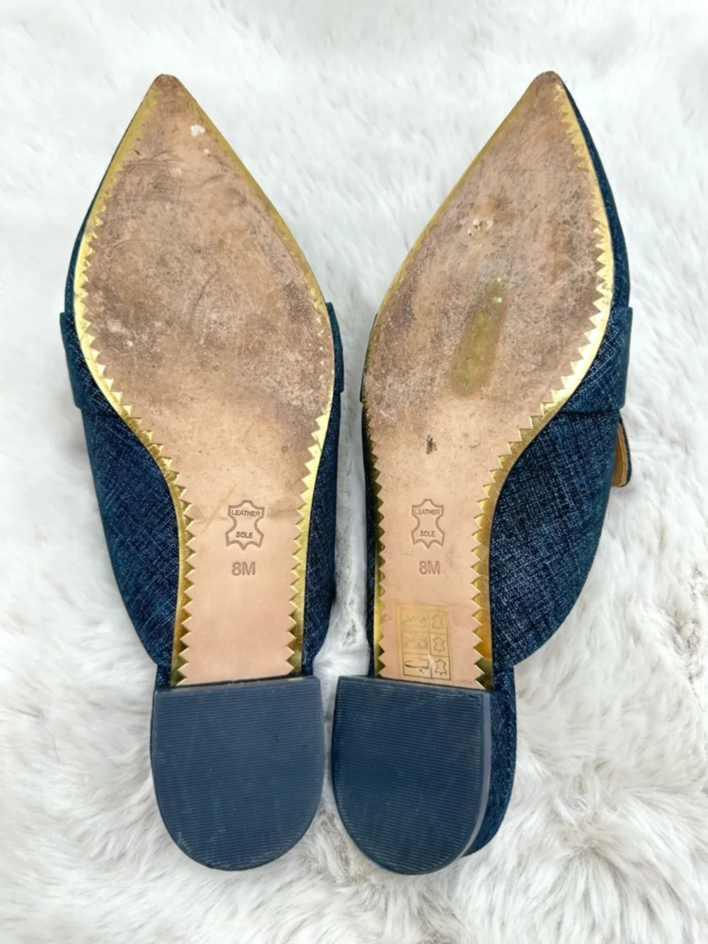 Tory Burch Denim Rosalind Pointed Toe Mules Slides‎ Flats Size 8